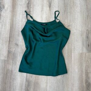 Emerald Green Satin Cowl neck top